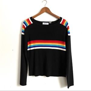 Vintage 90s rainbow crew neck wool blend sweater